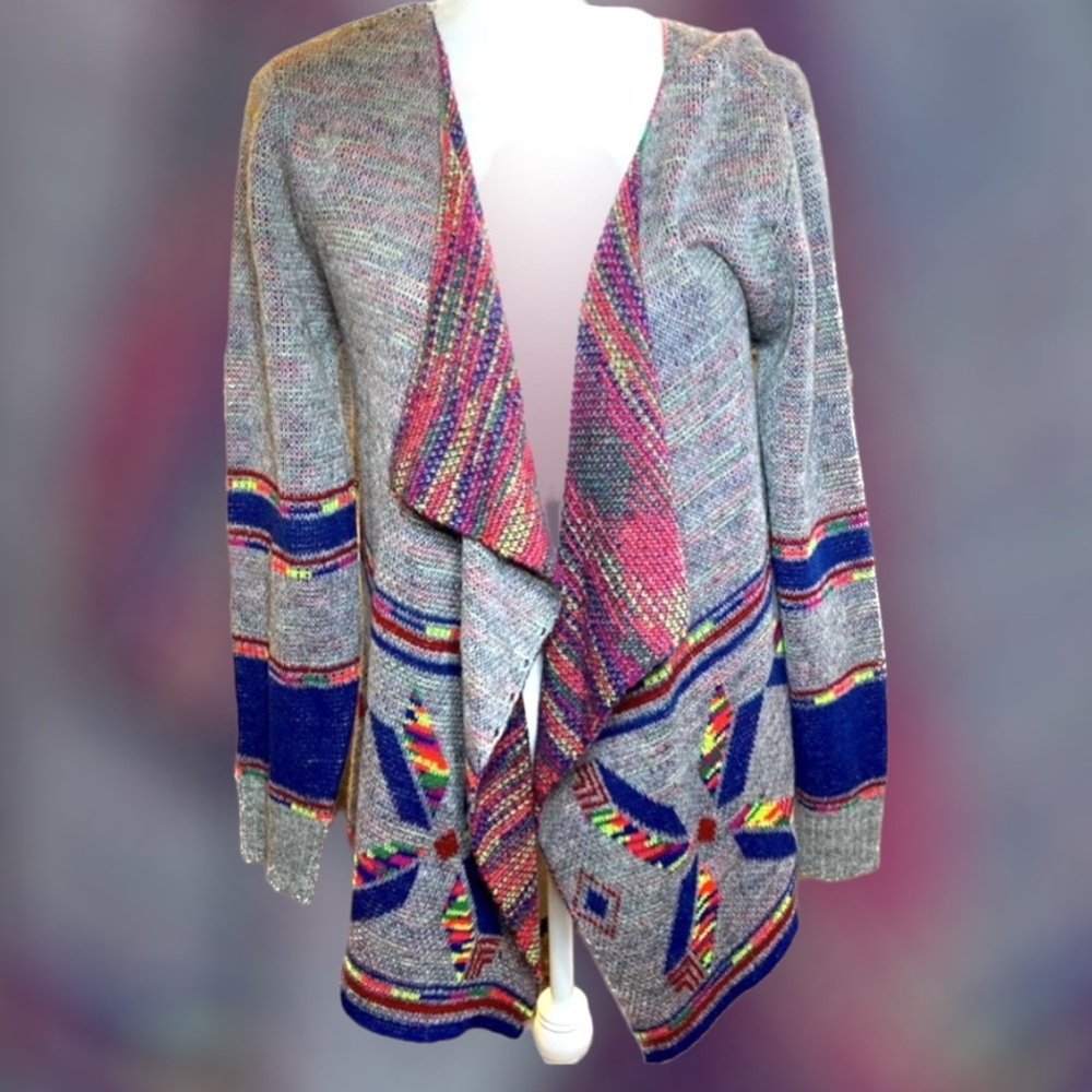 ROCKS & INDIGO Cardigan Aztec Rainbow Medium Wool